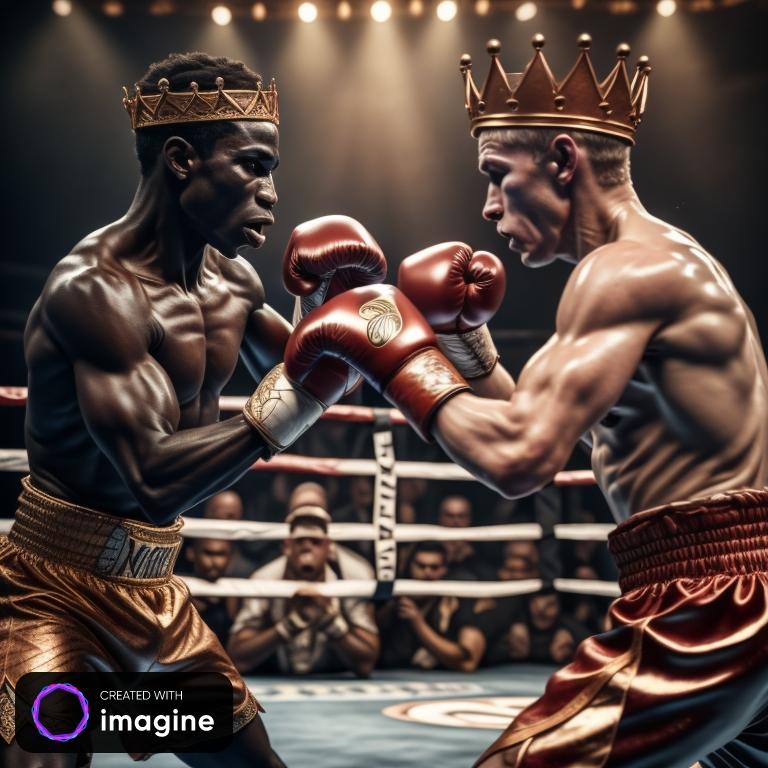 AI image of boxers with crowns fighting